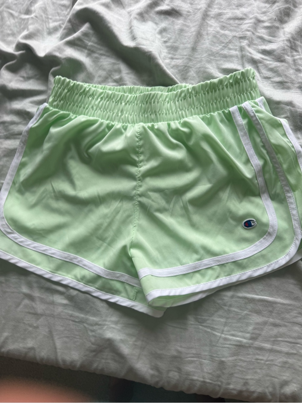 Champion Women’s Mint Green Athletic Shorts with White Trim